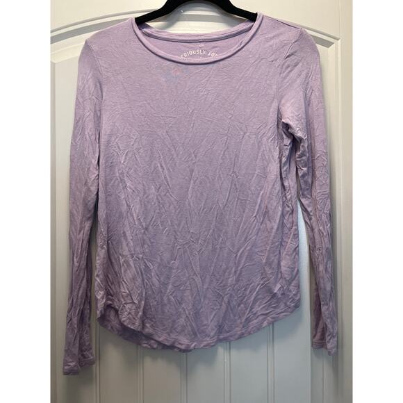 NWT Aero Women’s Seriously Soft Perfect Crew Casual Tee‎ Shirt Top Size S Purple - Picture 1 of 3
